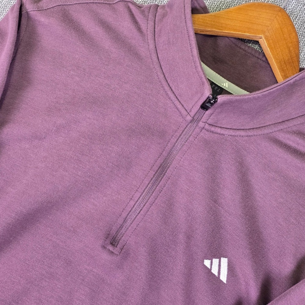 Adidas Go To Quarter Zip Pullover Sweatshirt Mens XL Purple Heather Performance